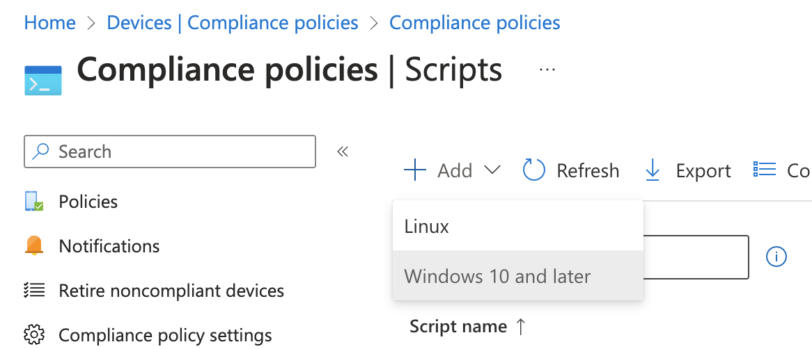 Compliance policies | Scripts