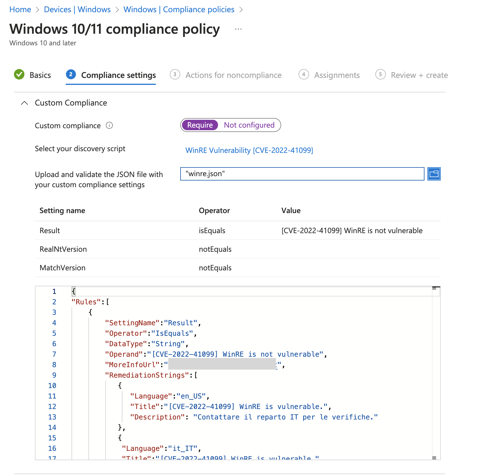 Windows | Compliance policies